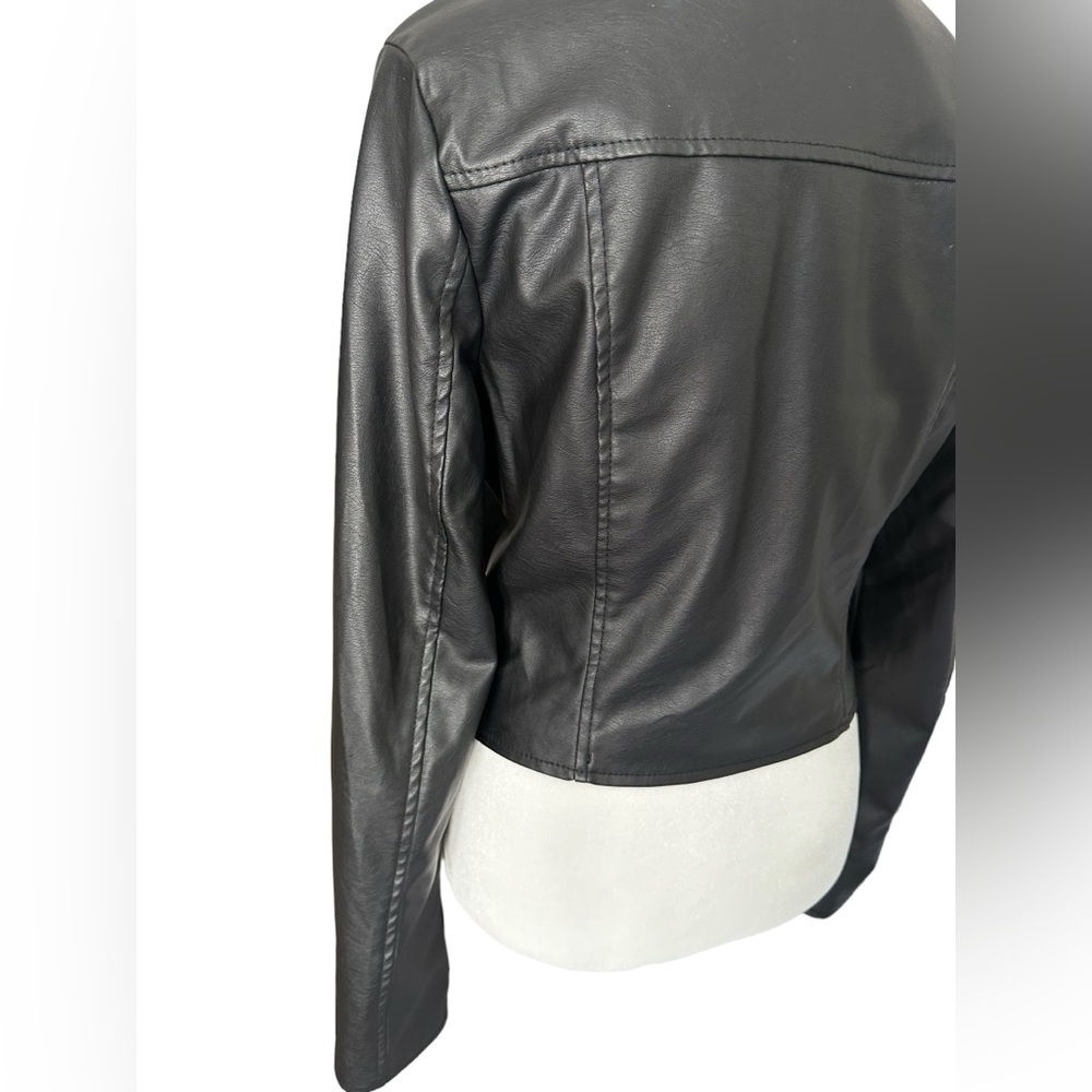 New Look Black Faux Leather Moto Jacket Junior Size M NWOT - Picture 8 of 10